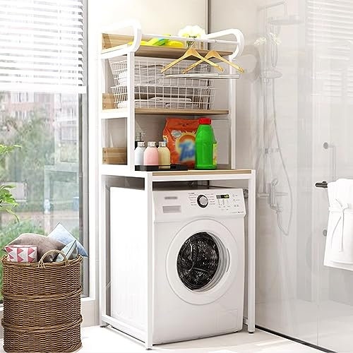 HASMI Étagère Machine à Laver, Étagère de Rangement Au-Dessus de la Laveuse Sécheuse, Organisateur de Salle de Bain Debout, Étagères à 3 Niveaux Peu Encombrantes