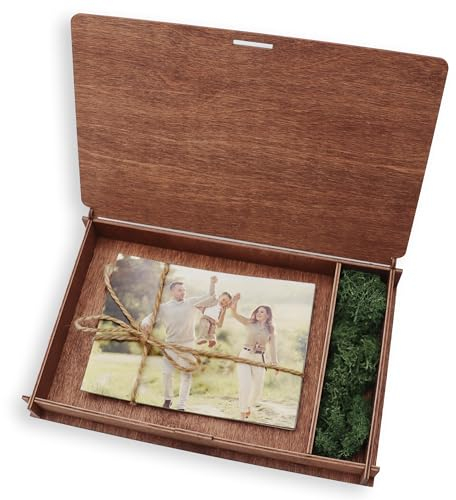 woodmanucom Fotokiste mit Gravur | Foto Aufbewahrungsbox Geschenk Idea | Box für Fotos | Fotobox Aufbewahrungsbox | Fotoalbum Holz | Ideal fur Foto Aufbewahrung | Geschenkbox (15x23, Teak)