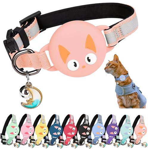 Kittytag Katzenhalsband mit Zubehör, kompatibel mit Apple Airtag, reflektierend und Leuchtend, GPS, Katze mit Anti-Drosselung, verstellbar, GPS Airtag Nicht im Lieferumfang enthalten