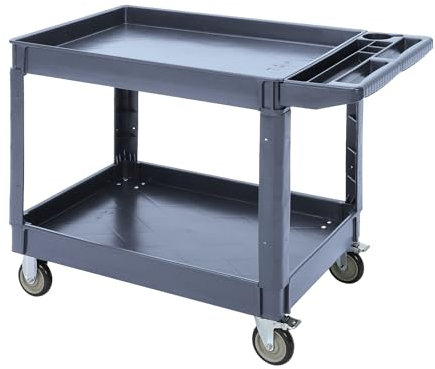 GarveeTech Servicewagen, 227 kg, PP-Rollwagen mit zwei Ablagen und Bremsrad, für Lager, Garage, Reinigung, Herstellung, 114,3 cm, 63,5 cm, Grau