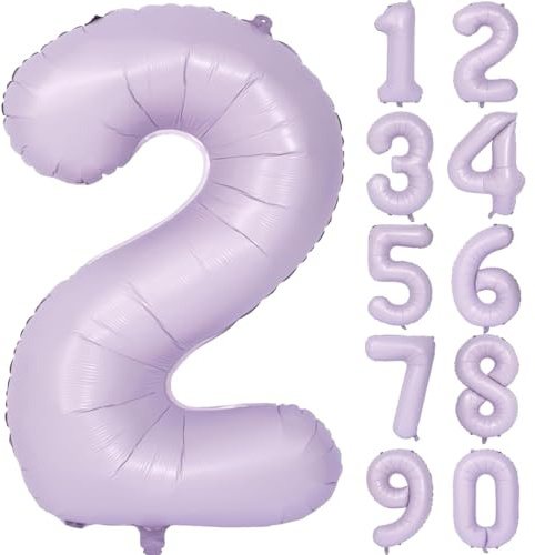 Lila Luftballon 40 Zoll Flieder Zahlenballon Groß Helles Lila Luftballon 2 Hell Lila Geburtstag Ballon lila Folienballon Zahl 2 Helium Ballon 2 Mädchen Jungen Geburtstagsdeko Jubiläum Party Deko