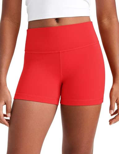 CRZ YOGA Chicas Butterluxe Shorts Deportivos de Motociclista Niños Adolescente Salón Activo Bailar Yoga Correr Rojo Profundo XL
