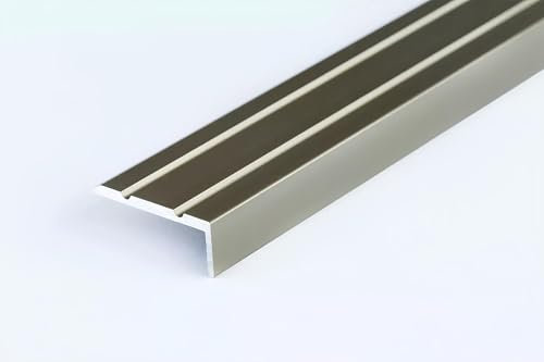 Aluminium Anti Non Slip Self Adhesive Stair Edge Nosing 25x10 mm - 1M (39.37) Rubust Trim LSW10K TMW Profiles (Champagne)