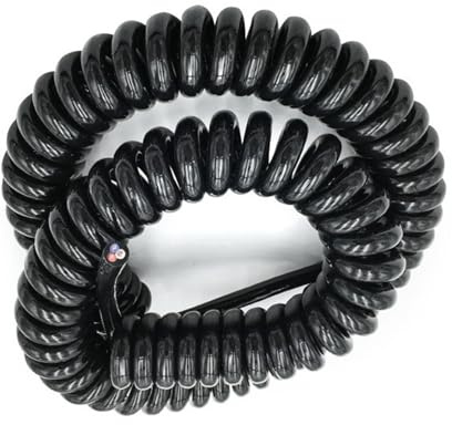 Spirale enroulée Câble électrique en spirale à ressort à 3 conducteurs 24 AWG 0,2 mm2, longueur de ligne 2,5 mètres, 5 mètres, 7,5 mètres, cordon d'alimentation noir Fil de tension(7.5 meters)