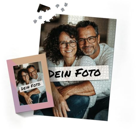 Fotopuzzle mit eigenem Bild - Fotopuzzle selbst gestalten 1000 Teile Hochformat - Schachtel Pastellfarben - 1000 Teile Puzzle mit Foto - Geschenk Geburtstag Pastell 1000 Teile Hoch