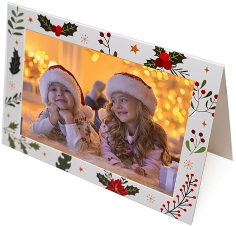 PILUVI THE LABEL 6 Weihnachtskarten mit Umschlag Set - 13,8cm x 8,7cm Fotorahmen aus Pappe für Besondere Weihnachtskarten zum Selbst Gestalten Einsteckkarten Grußkarte für Weihnachtswünsche