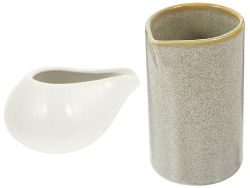 PRETYZOOM Jarra De Leche De Cerámica 2 Piezas Recipiente De Salsa y Salsera Pequeña Diseño Vertedor Práctico Para Barras De Café y Servicio De Condimentos Cocina