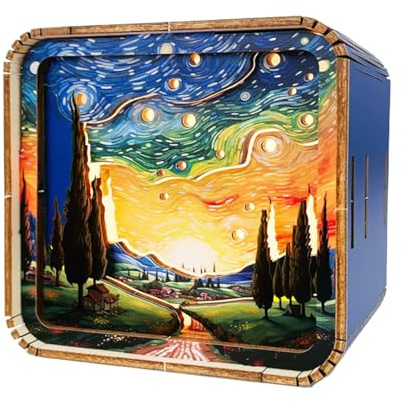 Luce Notturna Ricaricabile, Luce Notturna Puzzle In Legno | Luce Da Tavolo Ricaricabile con 3 Colori | Carina Lampada Da Tavolo Regolabile, Giocattoli Sensori Portatili per Soggiorno, Studio