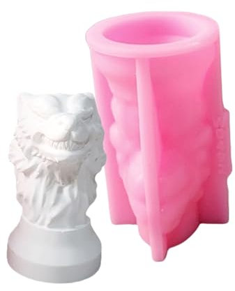 Moldes de silicona para velas de estatua de cabeza de lobo en 3D, moldes de silicona de yeso