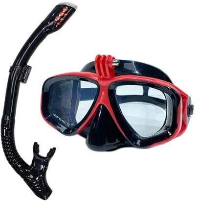 EHYSYN Schnorchelmaske Unterwasser-Tauchmaske Taucherbrille sind geeignet für kleine Sportkameras und Trockentauchen Taucherbrille(2011-1 198red Black)