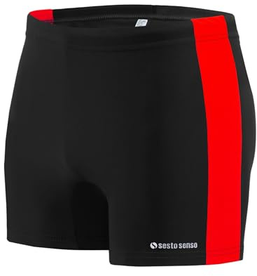 sesto senso Boxer da Bagno Aderente da Uomo, Sportivo e Impermeabile per Nuotare – Taglia 3XL, Colore Nero – Costume da Bagno Aderente