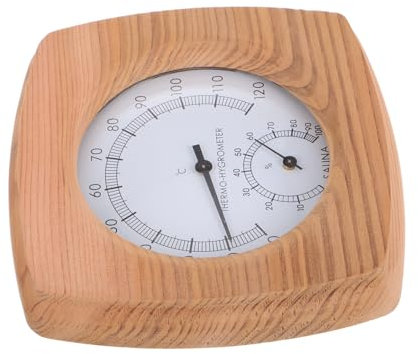 FOMIYES Indoor Sauna Thermometer Hygrometer Wood Material Accurate Temperature Humidity Gauge Bath Steam Accessory Wall-mounted