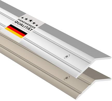 D-TACK Übergangsprofil Höhenausgleich zum Schrauben inkl. Schrauben & Dübeln | Höhe 4 mm | Länge 1 m | Silber | Übergangsschiene für Bodenbeläge | Höhenausgleichsprofil aus eloxiertem Aluminium