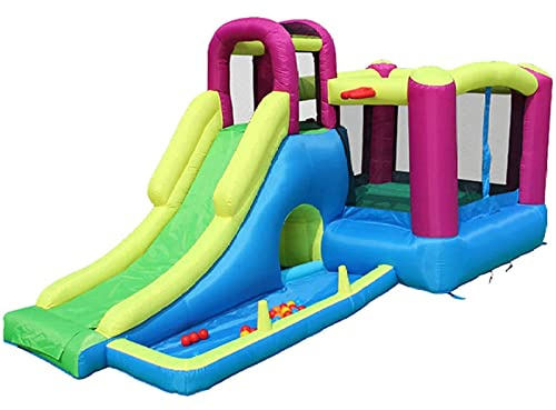 YKMYXZ, Inflatable Bounce House Roomy Jumping Room Bouncy Castle with Pool Trampoline Multifunction Inflatable Castle