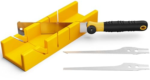 GARTOL Gehrungslade mit Japansäge Set, 4-teiliges Handsäge-Set für Holz & Kunststoff – Präzise Gehrungs- & Winkelschnitte mit 3 austauschbaren Sägeblättern – Ideal für Heimwerken, Möbelbau & Modellbau