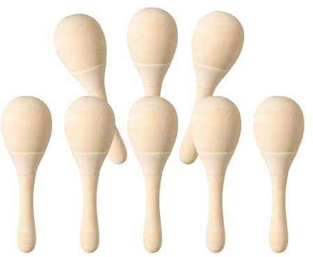 Maracas aus Holz, handbemalt, zum Selbermachen, unlackiert, blanko, Maracas, Handpercussion-Rasseln für Musik, Party, Gastgeschenke, Malerei, 8 Stück