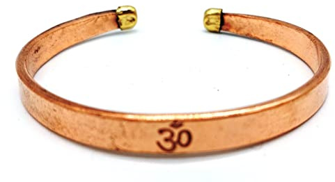 AB India Crafts Pulsera de cobre hecha a mano con símbolo del mantra Om Aum con bolsa de joyería, Small S-M / Damen, Cobre, Sin piedra preciosa