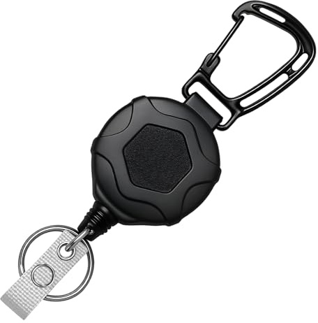 pawpoem Portachiavi Retrattile, 80cm, Portachiavi Allungabile Filo Acciaio, Porta Badge Retrattile Resistente, Cavo Estensibile Elastico per Ufficio, Escursioni e Uso Quotidiano