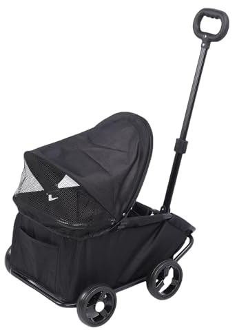 Leapiture Hundewagen, Faltbarer Haustier-Kinderwagen, 4 Räder, zusammenklappbarer Hundewagen, Haustier-Spaziergangswagen, tragbarer Reise-Katze-Hundewagen für Hunde und Katzen (Stil 1)