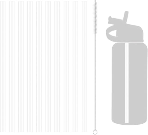 10 cannucce di ricambio in plastica, riutilizzabili, compatibili con borraccia Hydro Flask da 500 ml e altre marche, con 1 spazzola per la pulizia, perfette per tutte le bevande, 24 cm