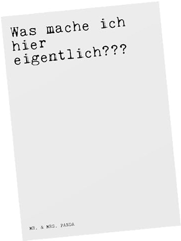 Mr. & Mrs. Panda Postkarte Was mache ich hier... - Geschenk, Postkarten, Ansichtskarten, bildkarte, Spruch Sprüche Weisheiten Zitate Lustig Weisheit Worte, Ansichtskarte, Beruf Arbeit Büro, Grußkarte