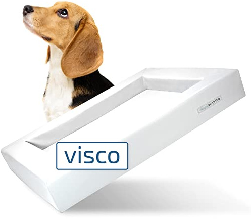 dogsfavorite Hunde-Bett mit Visco-Kissen - waschbares Hundekörbchen - hochwertiges Hundesofa - gelenkschonendes Hundekissen - robuste Hundematte -Gr. L 110 x 90cm - weiß