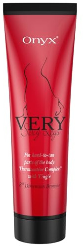 Onyx Very Sexy Legs Tingle Bräunungscreme mit Bronzer für Beine 150 ml | Intensiver Kribbel- & Wärmeeffekt, Für schwer zu bräunende Beine, Dunkle gleichmäßige Bräune, Streifenfrei, Nur Solarium