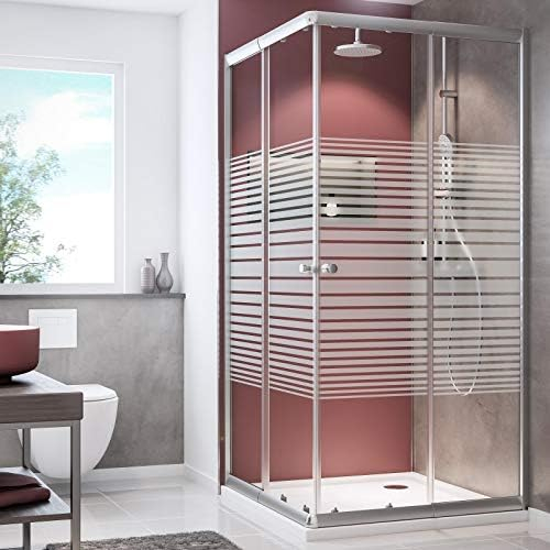 Schulte Duschkabine Sunny Eckeinstieg mit Schiebetüren, einzel variabel verstellbar von 75x75-90x90 cm, 180 cm, 4 mm Sicherheitsglas (ESG) Querstreifen, Silberfarben, D19442 169 72