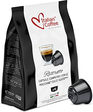 Italian Coffee Capsules Compatible with Nescafe Dolce Gusto Machines, Espresso pods (one zise large, Ristretto)