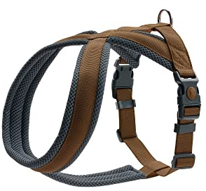 HUNTER London Comfort Hundegeschirr | atmungsaktives 3D-Mesh, Sicherheitsverschluss, reißfest, leicht & pflegeleicht, Farbe: Braun, Größe: M-L
