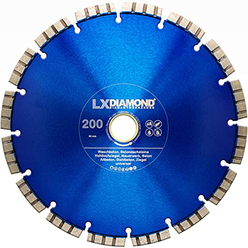 LXDIAMOND Diamant-Trennscheibe 200mm x 25,4mm Diamantscheibe - für Stein Beton Stahlbeton passend für Steinsägen Schneidetische Brückensägen - Betonscheibe 200 mm in Premium Qualität