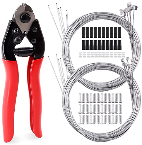 Glarks Lot de 81 coupe-câbles de vélo en acier inoxydable et câble de frein de vélo avec embouts et joints toriques pour VTT, vélo de route