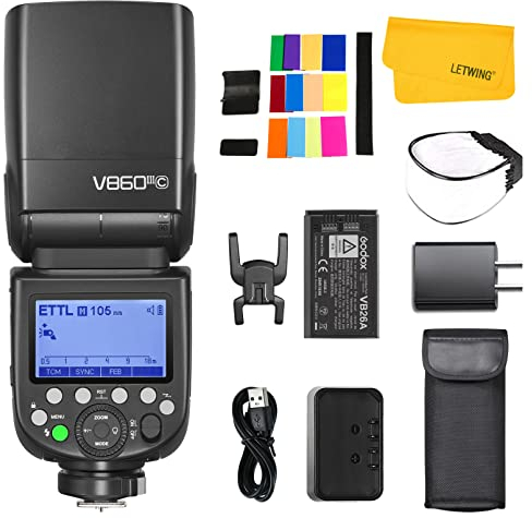 Godox V860III-C V860IIIC Flash pour Canon, 2.4G TTL Caméra Flash Speedlite HSS 1/8000s, 480 Flashs Pleine Puissance, Lampe de Modélisation LED 10 Niveaux, Compatible pour Canon EOS Caméra