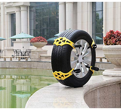 Baceyong 8x Safety Car Schneekette Reifenkette Anti-Rutsch-Gurt für 2 Reifen 165mm ~ 275mm Gelb