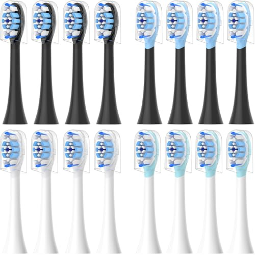 16er Ersatzbürsten Kompatibel mit Philips Sonicare Elektrische Zahnbürste, Bürstenköpfe Zahnbürstenaufsatz für Phillips Sonicare, 16er Pack (8er Schwarz and 8er Weiß)