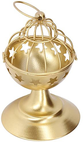 Hapivida Portacandelina in Oro, Lanterna in Metallo da Appendere con Gabbia per Uccelli, centrotavola Decorativo Vintage per Feste di Matrimonio, Baby Shower, Indoor e Outdoor(9.3 x 14.5 x 8 cm)
