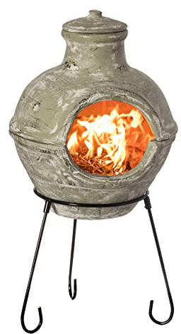 Kamin für drinnen und draußen, Beige Ton BBQ Grill Feuerstelle Akzent Design und Metallständer