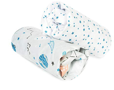 FlyIdeas 2-teiliges Spannbettlaken-Set für Kinderbett 80x160 cm – 100% Baumwolle, Weich & Atmungsaktiv – Perfekte Passform für Babybett & Reisebett