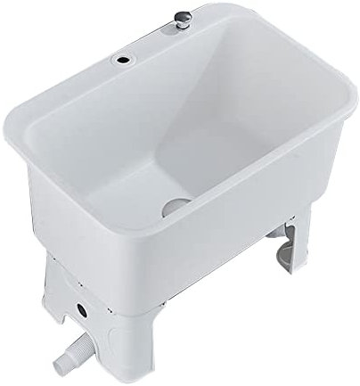 LBONG Lavello Esterno Giardino,Vasca Singola Lavamani per la casa,Lavanderia,Giardino, Lavello da Cucina A Una Vasca(40X40cm/15.7X15.7in,White)