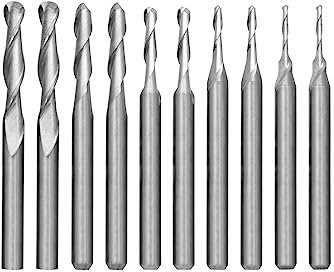 10 punte per fresa CNC, 1/8 di pollice, set di punte per fresatura e intaglio CNC, 2 frese a testa sferica, punte CNC in carburo di tungsteno da 1/1,5/2/2,5/3,175 mm
