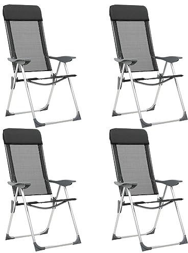 LAPOOH Klappbare Campingstühle 4 STK. Aluminium Schwarz Camping Stuhl, Klappstuhl, Angelstuhl, Campingsessel, Camping-Stühle, Fischersessel, Parkstuhl, Kampingstuhle - 44308
