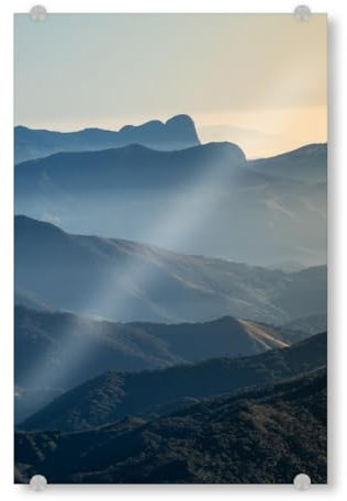 artboxONE Acrylglasbild 120x80 cm Natur Berge Schatten IM Nebel - Bild Berge Farbverlauf Landschaft
