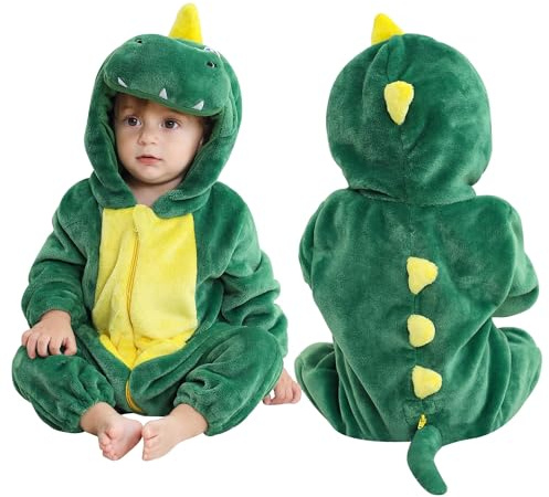 COOKY.D Baby Green Hooded Animal Costume Winter Rompers,6-12 Months
