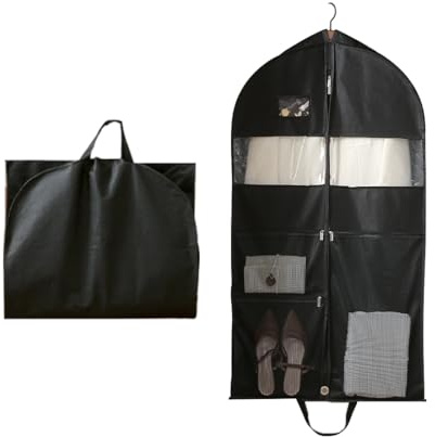 VIVIIHOO Pochette Courte 110cm Longue Pochette de Costume pour Voyage, Rangement et Protection - Housse de vêtement avec Fermeture à glissière Pochette de vêtement Anti-Mites et Noire
