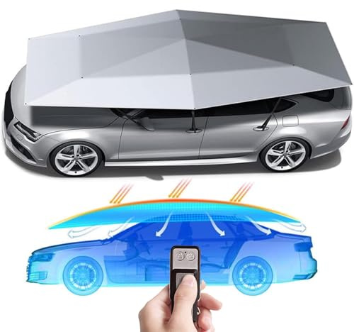 Tenda Da Sole Per Veicolo Per Tenda Per Auto Completamente Automatica Con Staffa Per Esterno-4.2/4.8/5.2m|Ombrello Per Auto Copriauto Tessuto Oxford Antivento-Pieghevole Con Telecomando,Grey5.2m