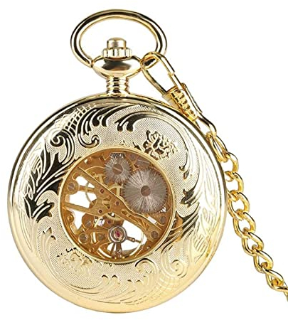 Fickur ， Retro transparent mekanisk for män män guld med kedjeklocka Handlindning