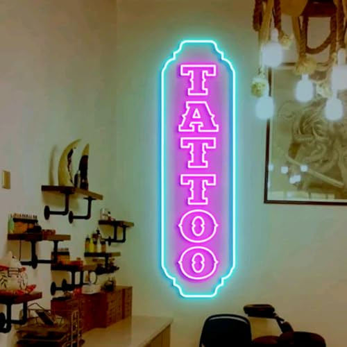 Tattoo Neon Sign, Custom Tattoo Studio Signs, Vertical Tattoo Sign, Ink Studio Neon Light, Tattoo Artist Room Wall Decor Size:H24 x W6inches