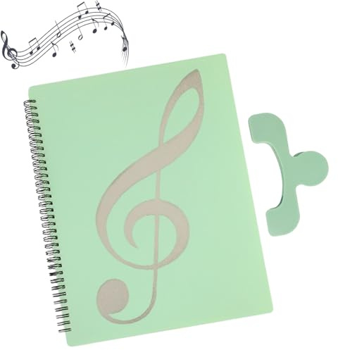 Mappe A4, Notenmappe, 40 Notenblätter Notenhalter, Notenbinder, Chormappe A4 Ringbuch, Mit 1 Buchseitenhalter-Clips, Notenordner Für Notenblätter, Musikpartitur, File, Papier (Grün)