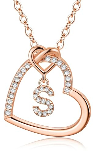 TINGN Kette Damen Gold Silber- Gold Kette Damen Herz Halskette Buchstaben A-Z Ketten Geschenke für Frauen Mädchen Geschenk Personalisierte Geschenke für Kinder Halskette Mädchen Schmuck Geschenk