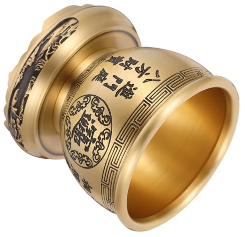 Yardenfun Unique Feng Shui Ornament Brass Money Bowl Bonsai Style Decor Treasure Basin Feng Shui Inspired Bowl